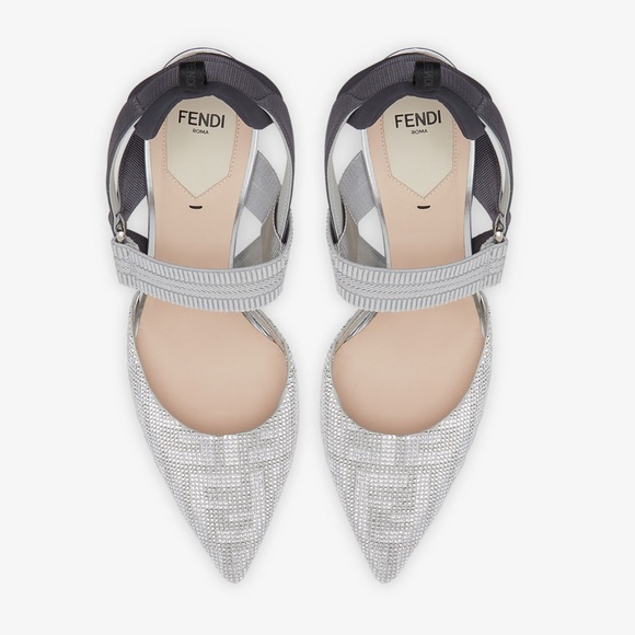 Fendi Colibrì rhinestone high-heeled slingbacks in Silver - Picture 1 of 16